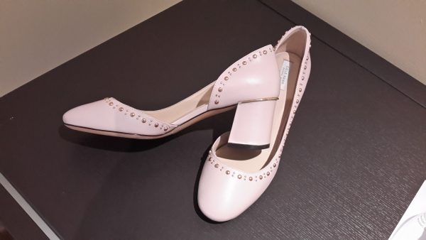 Escarpin bout arrondi talon carre rose Cole Haan
